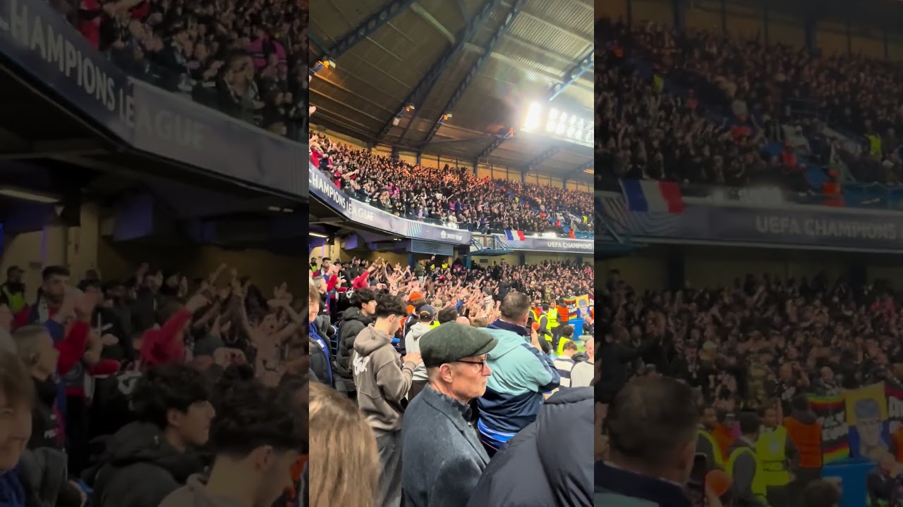 PSG ULTRAS GO CRAZY AS THEY KNOCK CHELSEA OUT THE CHAMPIONS LEAGUE! 🔥👏 #chelsea #psg #ucl #uefa