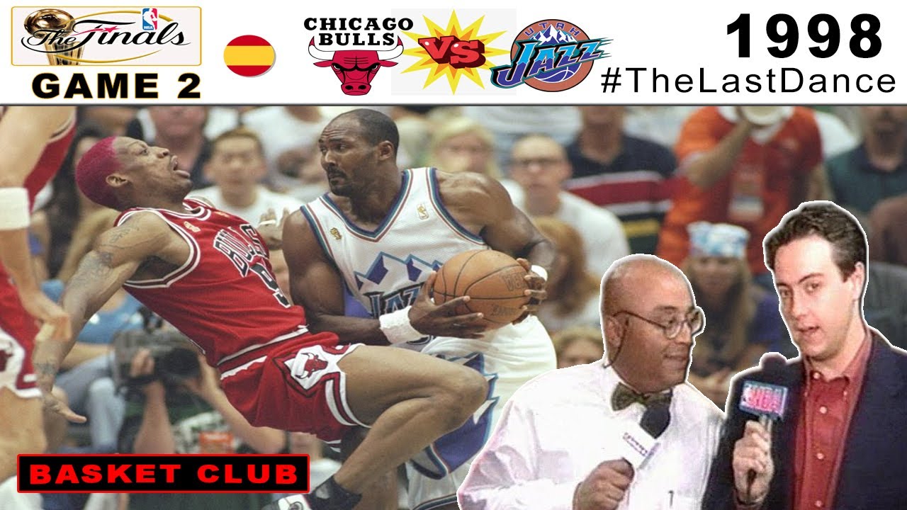 NBA FINALES 1998 en ESPAÑOL  CHICAGO BULLS VS UTAH JAZZ GAME 2 andrés montes y daimiel