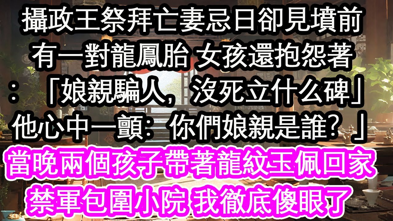 攝政王祭拜亡妻忌日卻見墳前有一對龍鳳胎 女孩還抱怨著：「娘親騙人，爹爹根本沒死！」 他心中一顫：你們娘親是誰？」當晚兩個孩子帶著龍紋玉佩回家禁軍包圍小院 我徹底傻眼了【花開】【愛情】【生活】