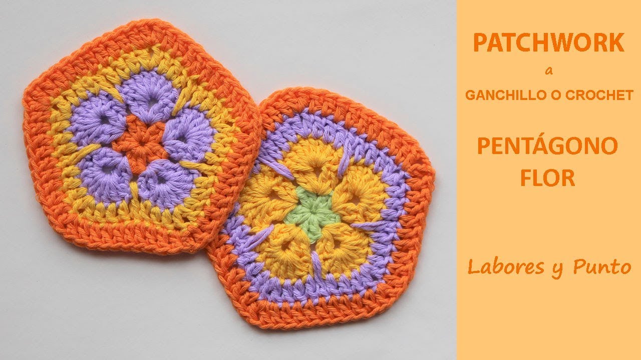 Como tejer pentágono flor ganchillo *patchwork* - Labores y Punto