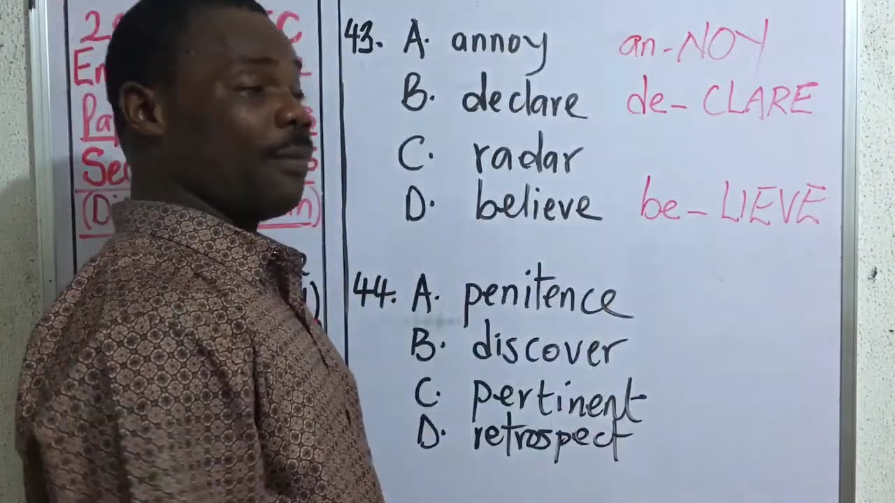 Устный английский WAEC 2023: Задачи на разные модели ударения (№ 41–45) @vconceptscollegeenglish
