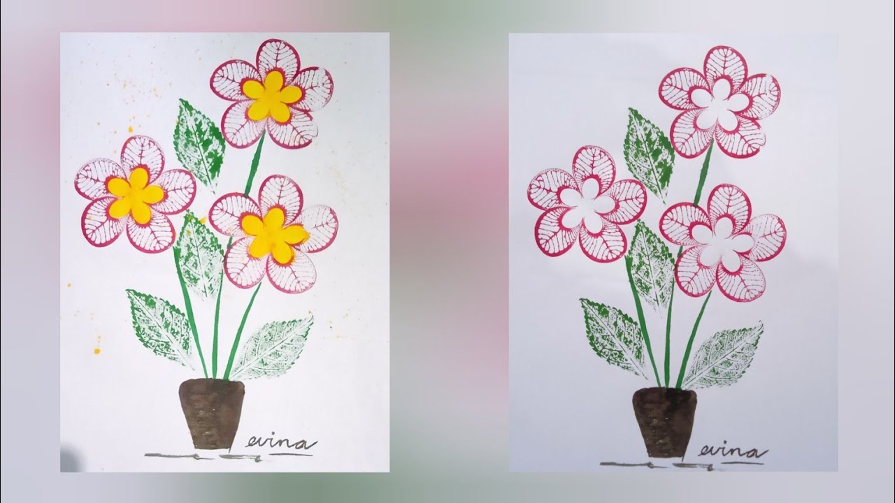 Easy drawing|Seni grafis gambar cetak dari pelepah pisang