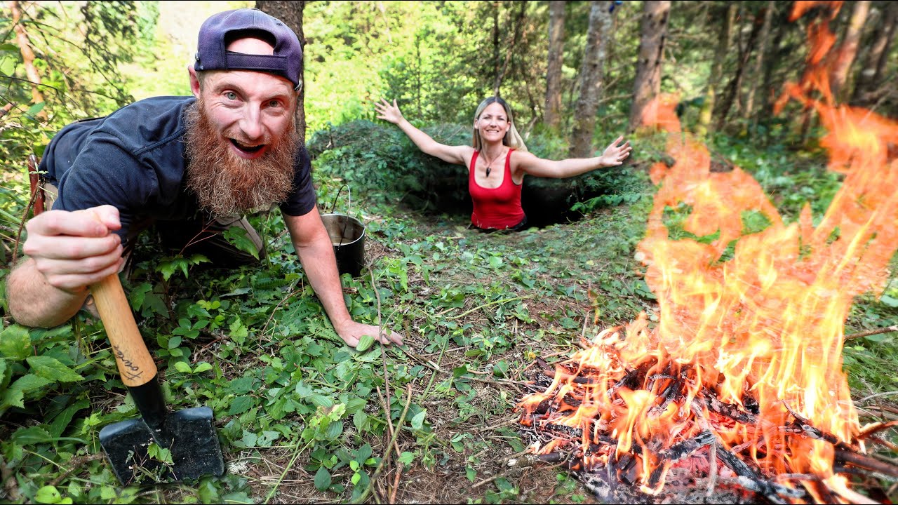 Surviving with a GIRL Underground! | NO Food, NO Water, NO Shelter Challenge