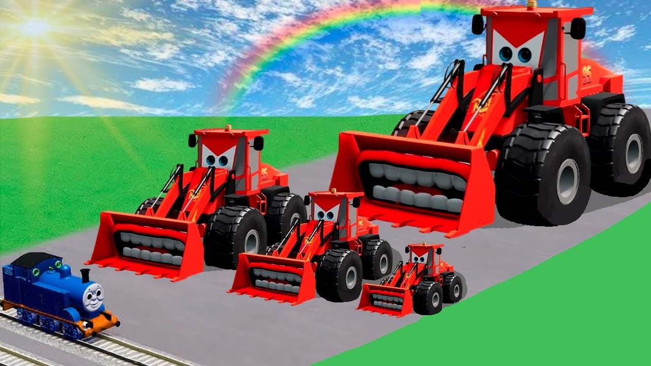 Big & Small Lightning Mcqueen Bulldozer Truck Vs Thomas Train | BeamNG.drive