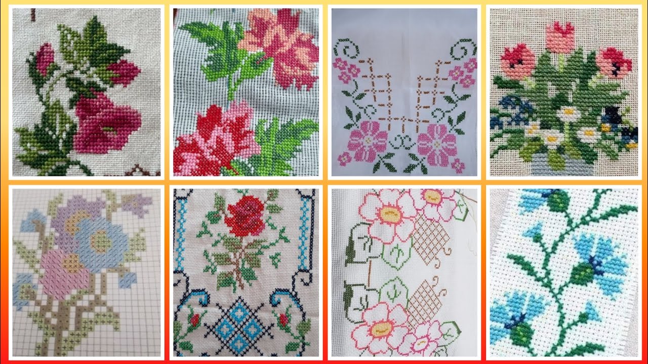 Gorgeous cross stitch patterns /countable embroidery #charsutikarhai/latest dosuti design ideas2024