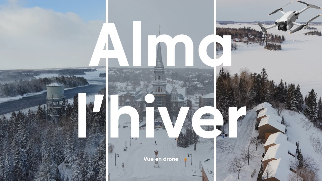 Visite de la ville d'Alma en hiver avec mon drone