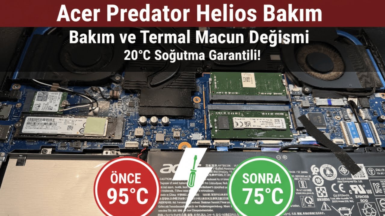 Acer Predator Helios Bakımı 20 Derece Soğutma Garantili!|Acer Predator Helios Termal Macun Değişimi