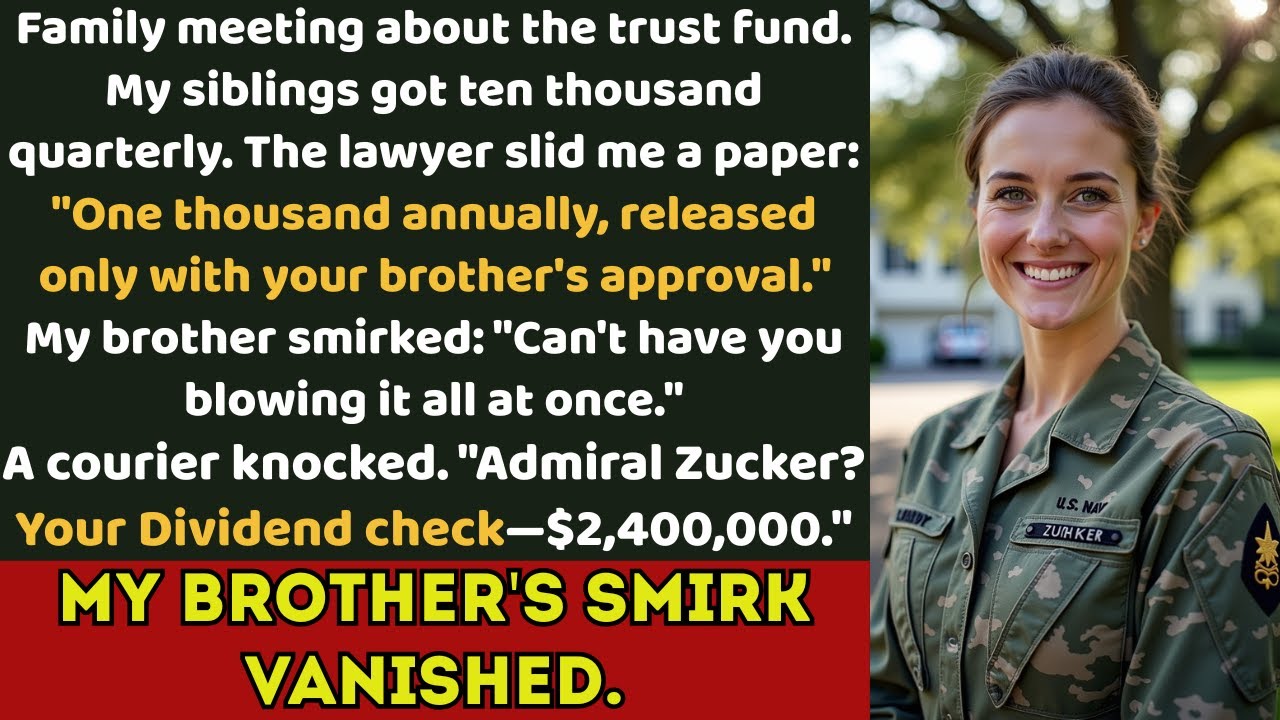 'One thousand a year, with your brother's approval,' Dad said. The courier: Your $2.4 million check.