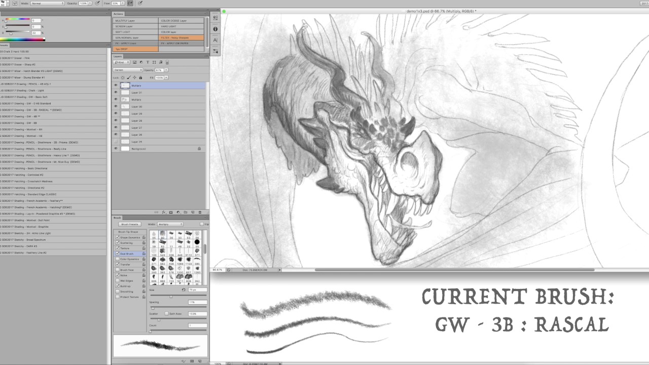 Sketching and Drawing Photoshop Brush Set
