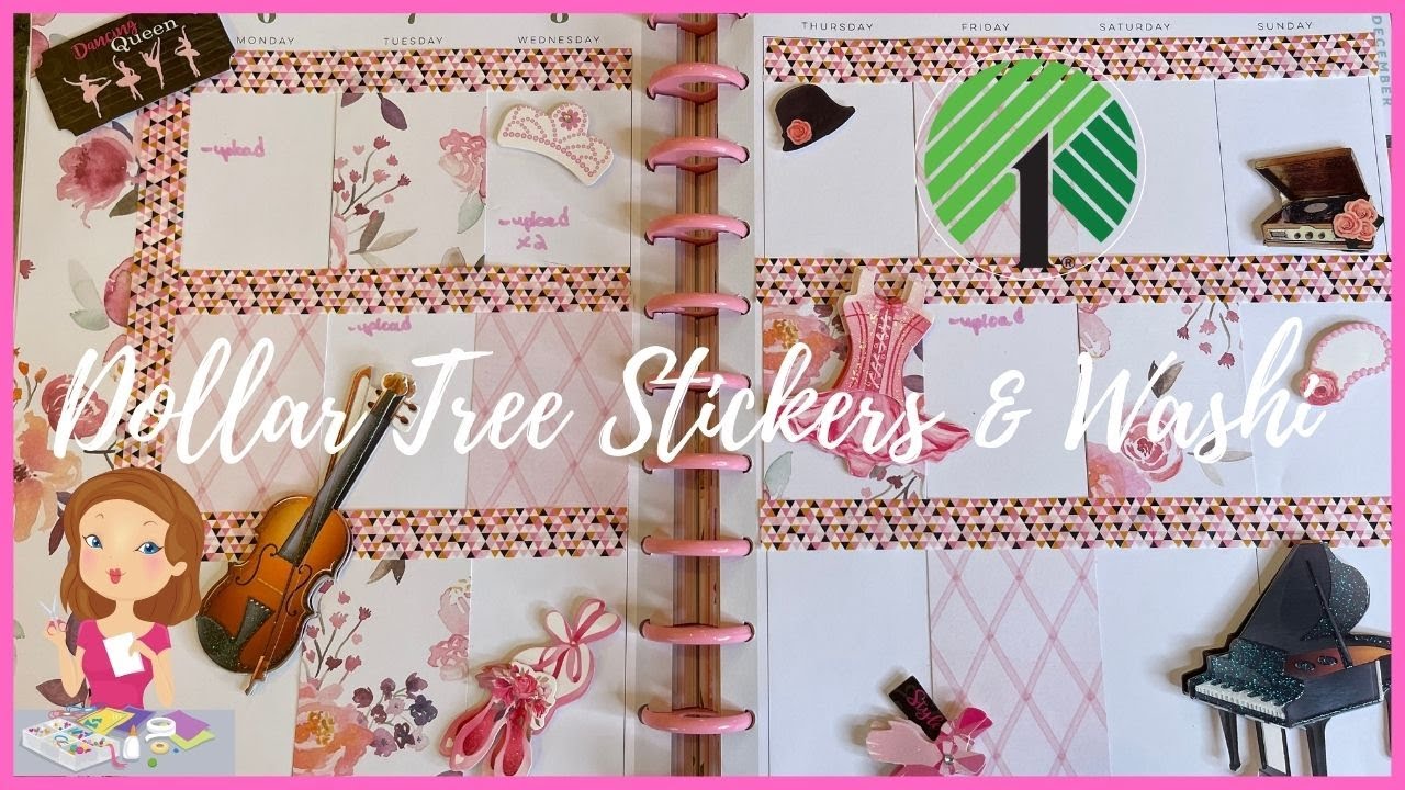 Look How I Decorate My Planner With Dollar Tree Stickers & Washi | Ballerina Theme￼