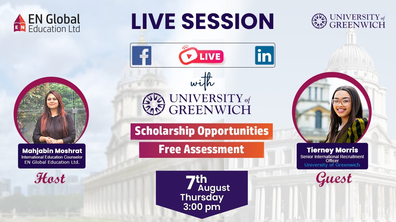Live session with the University of Greenwich.