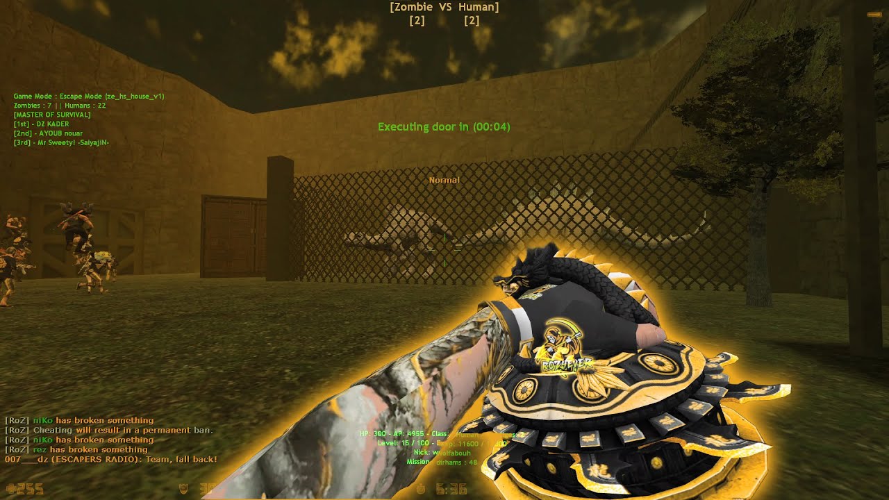 Counter-Strike : • GamePlay • On Roz4ever | Maps: ze_hs_house_v1  | Zombie escape