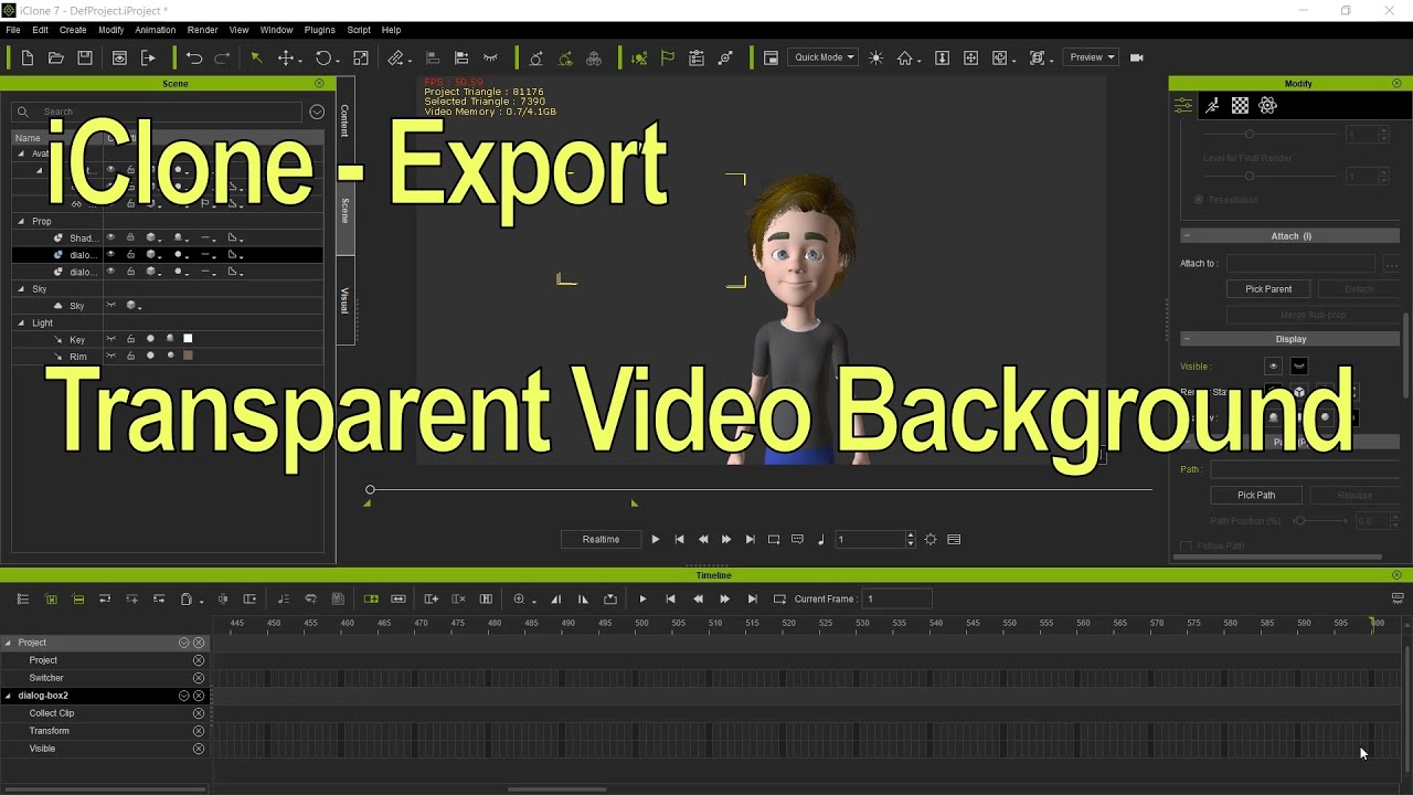iClone 7 Export Transparent Background Video - Alpha Channel