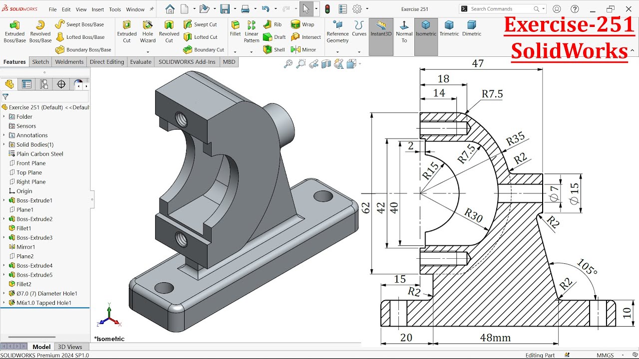 SolidWorks Tutorial For Beginners-Exercise 251