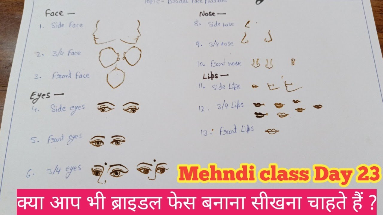 Free Basic to Bridal Mehndi Class Day 23 | Bridal face mehndi design | Mehndi class