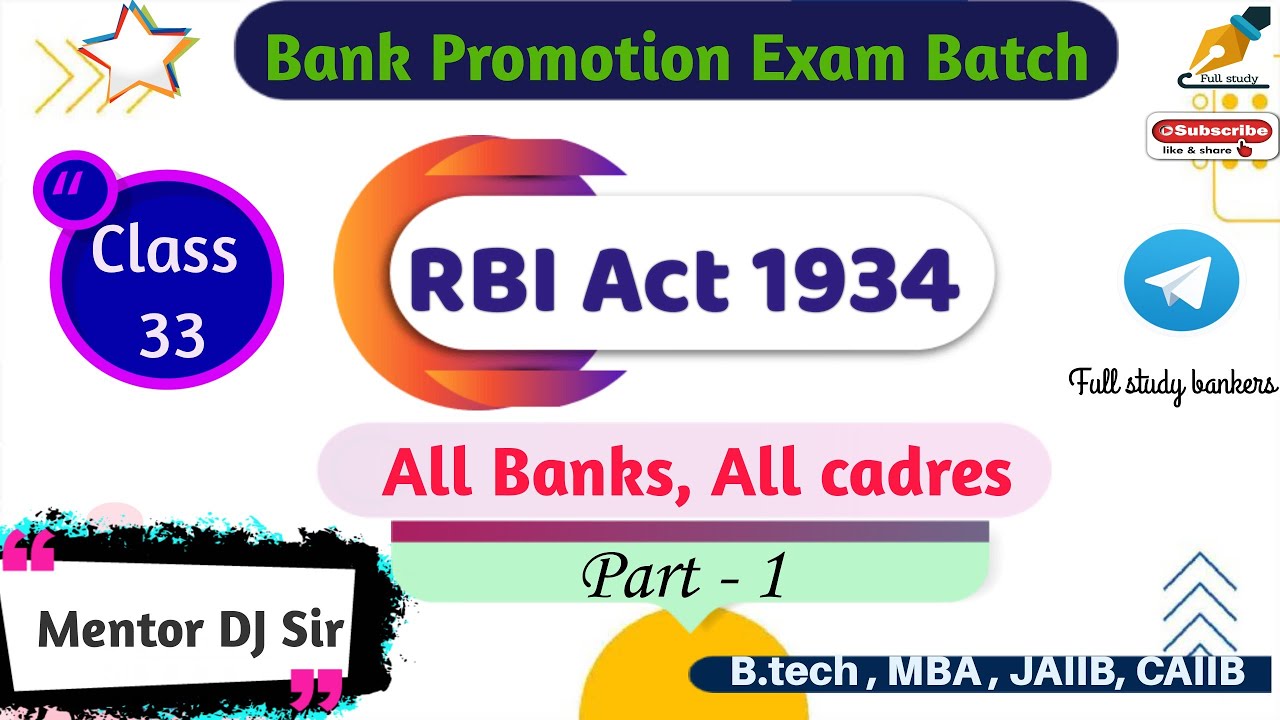 Class-33 || RBI Act 1934 || 