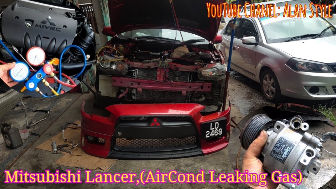 MITSUBISHI LANCER,GANTI MINYAK COMPRESSOR/RECEIVER DRIER/AIRCOND PIPE.#BOCORGAS #AIRCONDREPAIR