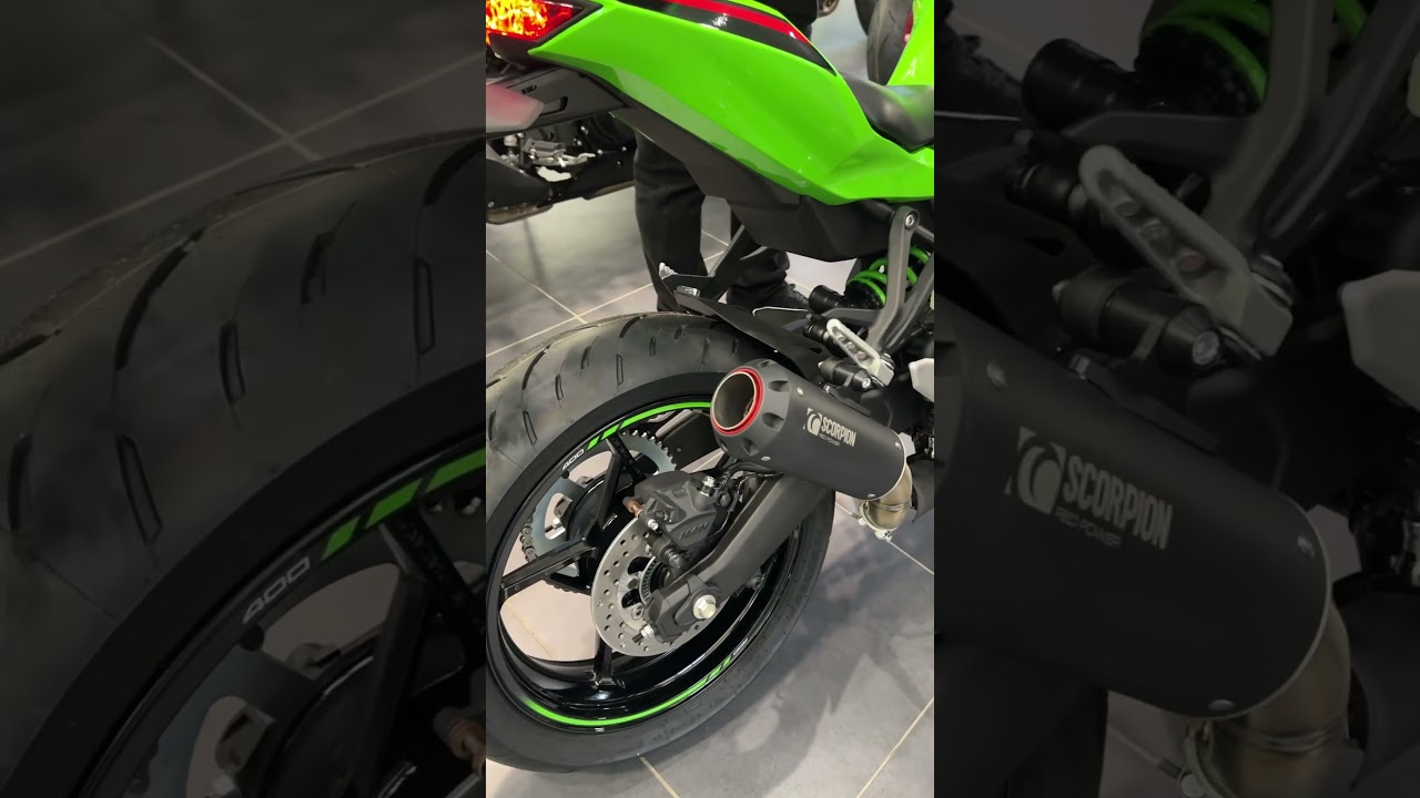 The Kawasaki Ninja ZX-4RR with Scorpion Black Ceramic Red Power Exhaust sound