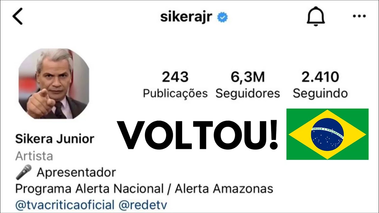 INSTAGRAM DO SIK&Ecirc;RA JR VOLTOU! @Sikerajr