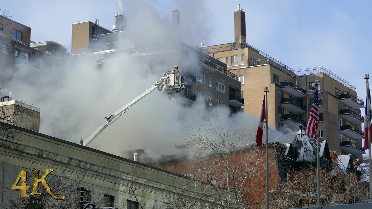 Montreal: Incendie 5 alarmes au centre-ville / Downtown residential fire 12-16-2017