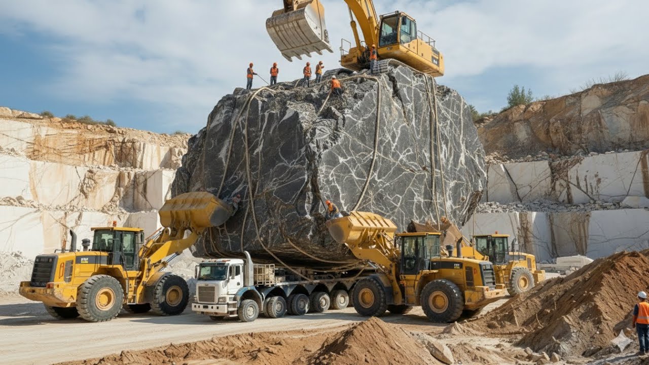 Massive Marble Loading: From Quarry to Factory &ndash; Industrial Stone Processing