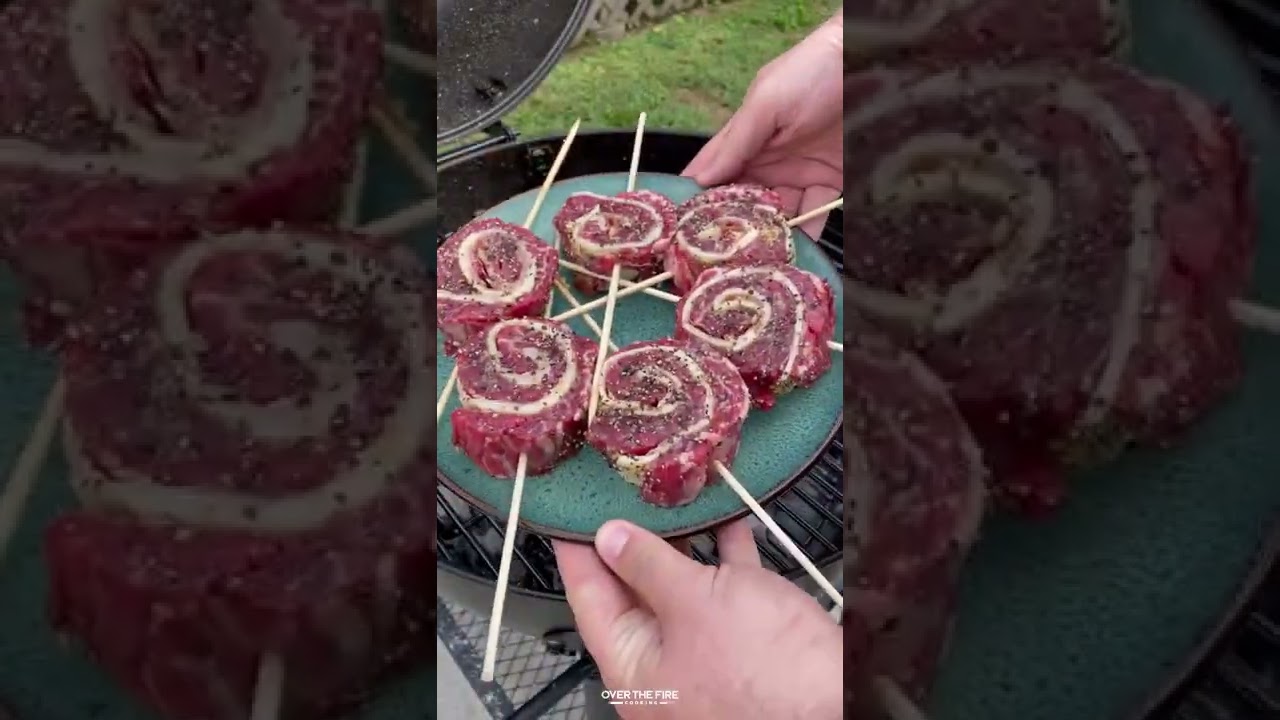 Cheesy Steak Pinwheels | Over The Fire Cooking by Derek Wolf