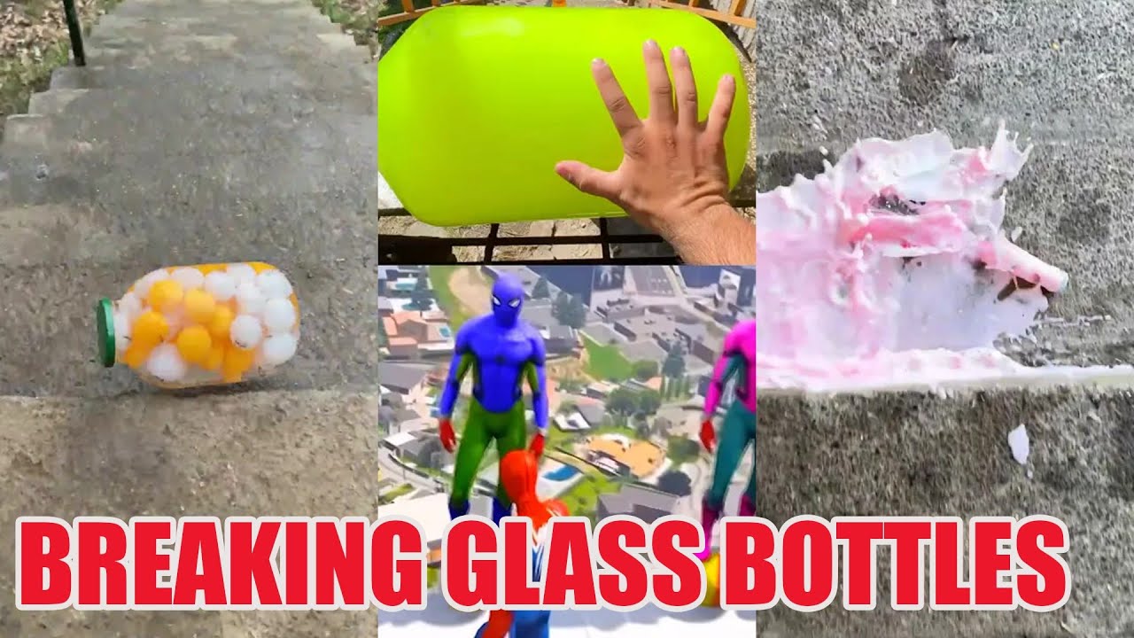 Breaking Glass Bottles and Balloon Drops 🔥 Crushing Crunchy & Soft Things #asmr #satisfying