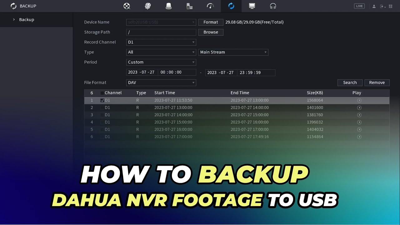 Dahua NVR Backup Footage