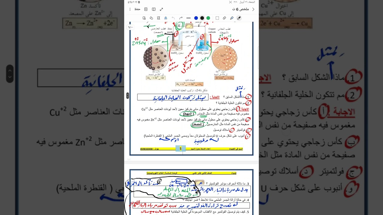 الحصة ٢ : تركيب الخلايا الجلفانية وعملها