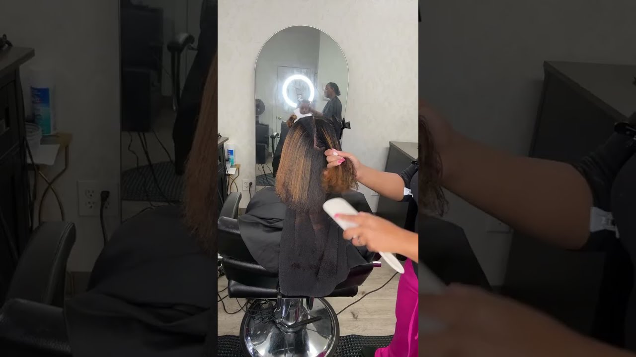 Blow out my client’s hair with me