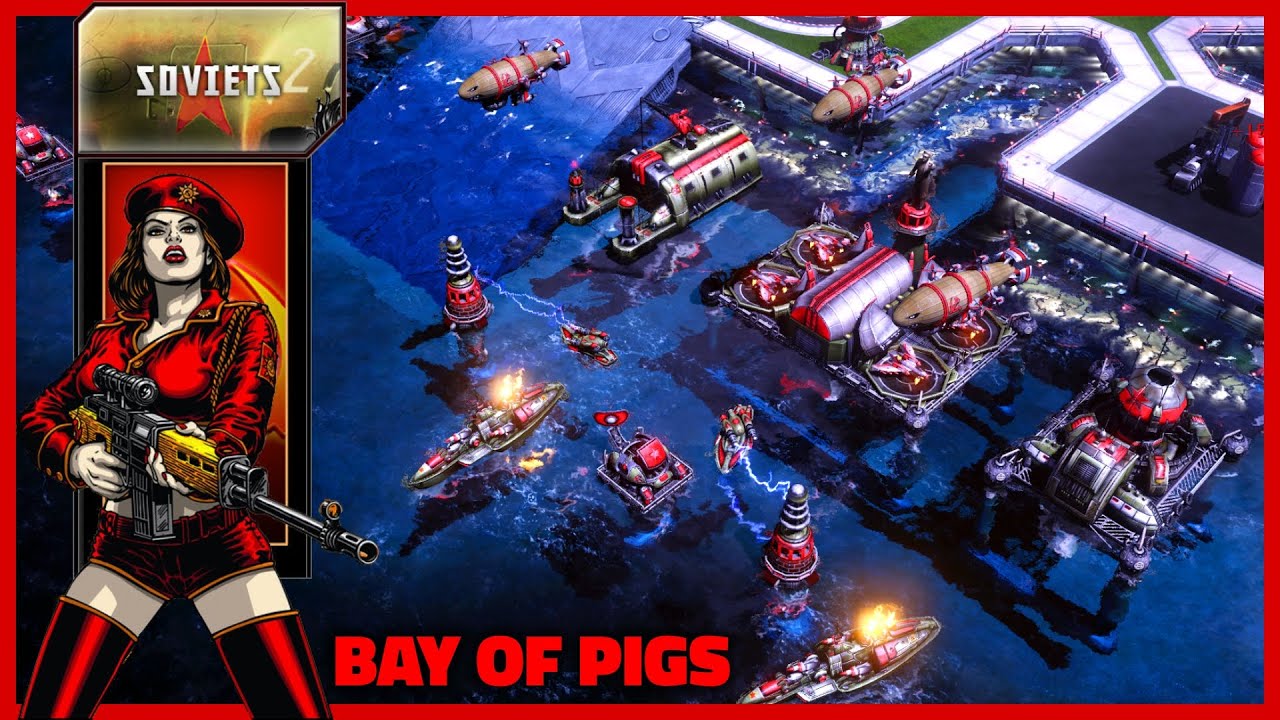 Red Alert 3 | Bay of Pigs Map - Soviets & Japs vs 4 Brutals