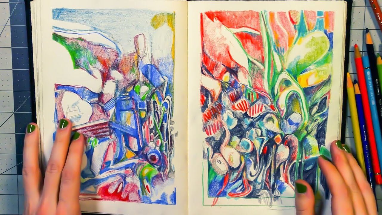 Two BIG Colored Pencil Drawings in my Sketchbook [Time-Lapse]