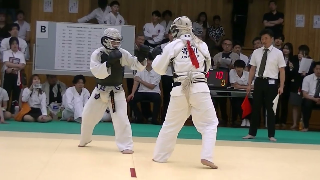 2025日本拳法西日本学生拳法個人選手権大会 男子3段以上の部 Bコート2回戦第5試合 寄川 龍人（大阪商業大学）VS 宮澤 侑里（龍谷大学）