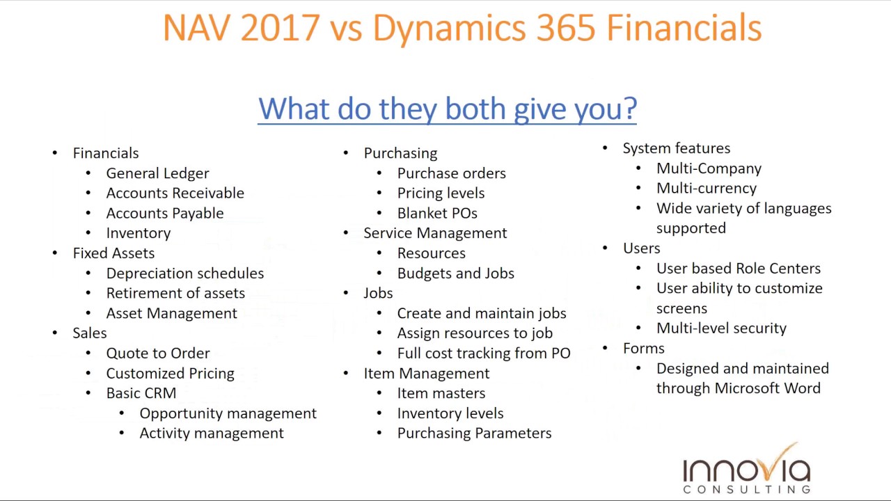NAV 2017 and Dynamics 365 – The differences