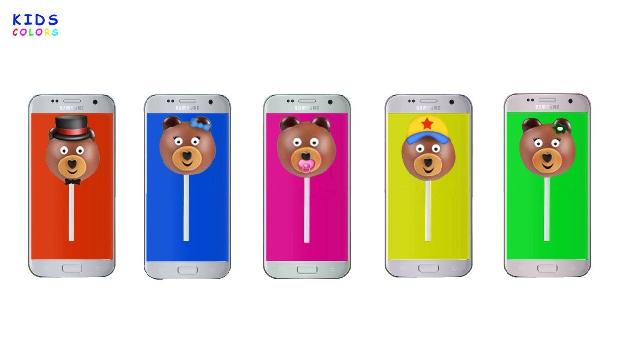 Learn colors Cake Pop Chocolate Bears Finger Family Song - Phone Wrong Heads - Kids Colors