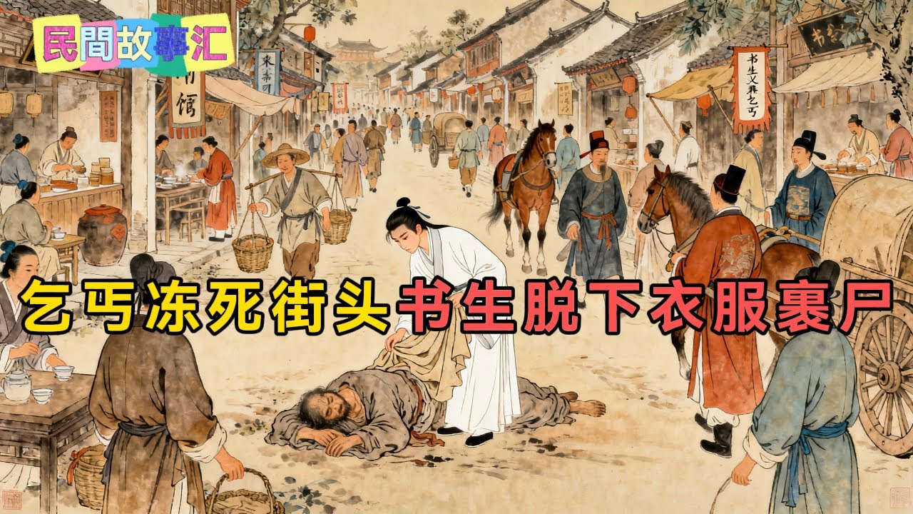 乞丐冻死街头，书生脱下衣服裹尸，反被罵晦氣！七日后，皇帝亲迎：此乃我亲弟「民間故事匯」#民間故事