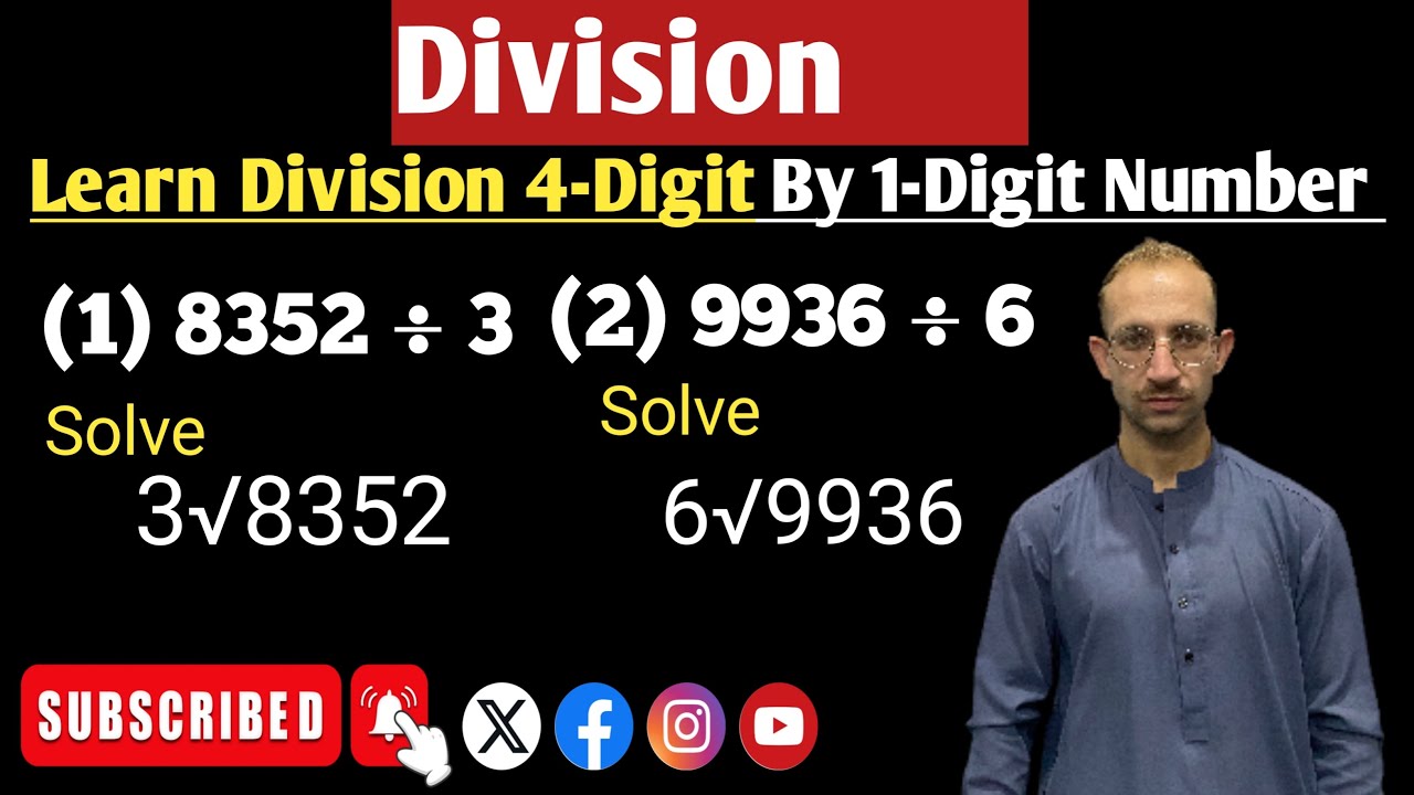 Division of 4-Digit Number By 1-Digit Number | Divide 4-Digit By 1-Digit | Long Division 