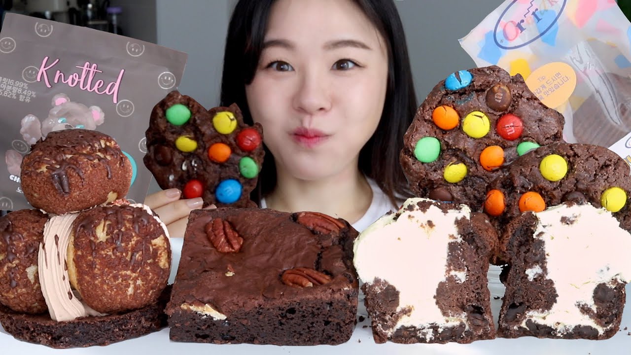 SUB) ASMR Шоколадный торт Брауни M&M Печенье Маффины Хлеб со сливками Десерт Мукбанг 🍫