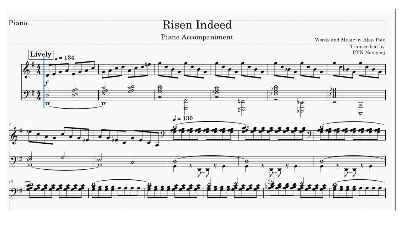 Piano - Risen Indeed Accompaniment