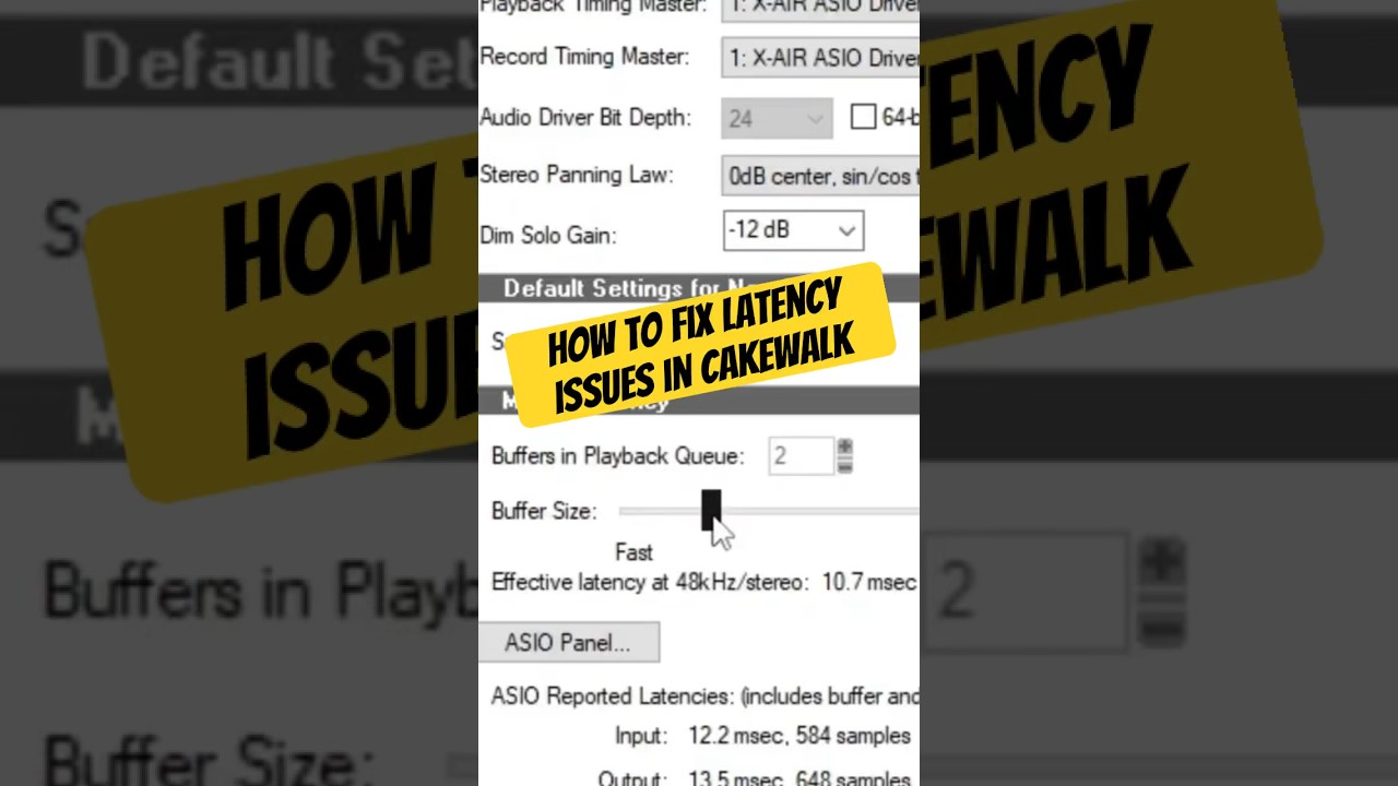 Latency Issues? Adjust this in Cakewalk