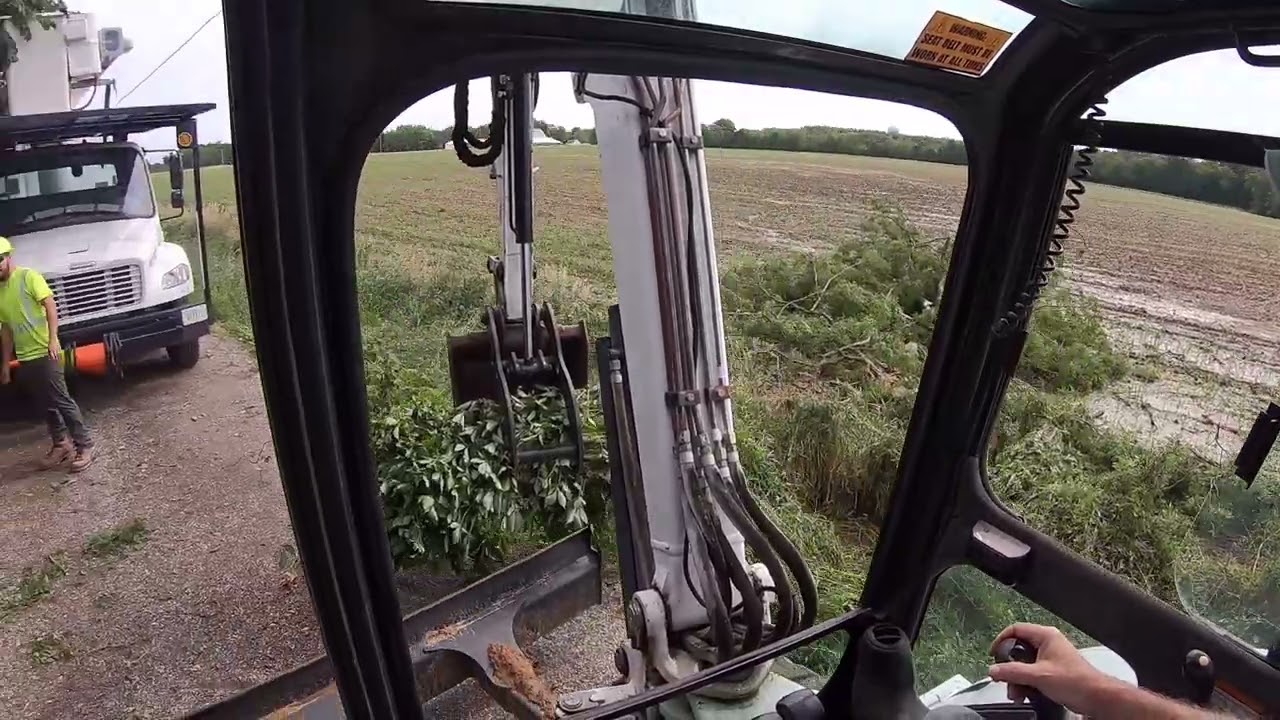 Bobcat 337G Mini Excavator Helping Local Power Company Restore Power