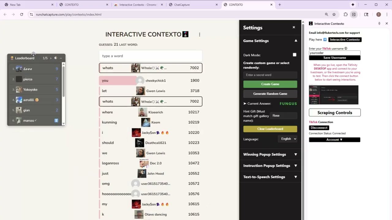 Interactive Contexto Tutorial (TikTok Live Gaming)