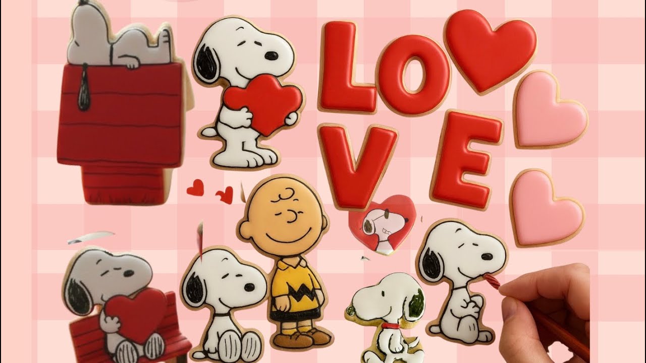 SNOOPY ideas para decorar Galletas por san Valentín 2D y 3D