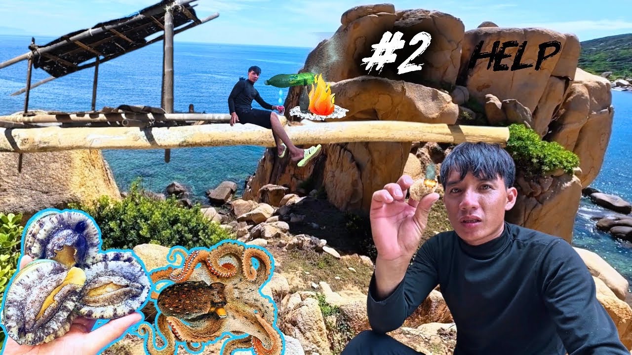 Sống sót một mình trên đảo hoang 2 ngày, không thức ăn, không nước, không lửa, | 2 day solo survival