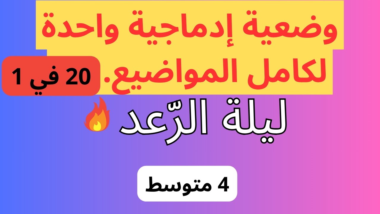 وضعية إدماجية على شكل حوار لكامل المواضيع رابعة متوسط الفصل الثاني
