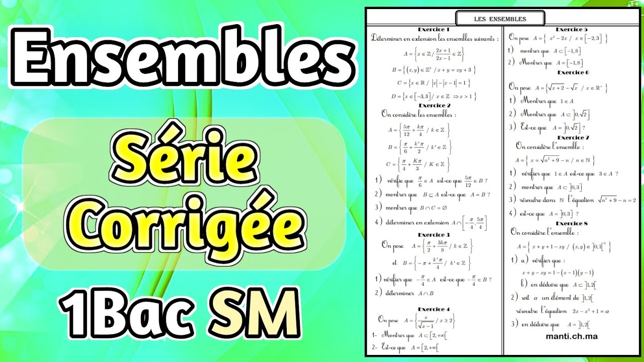 Série d'exercices sur les Ensembles 1Bac SM !!