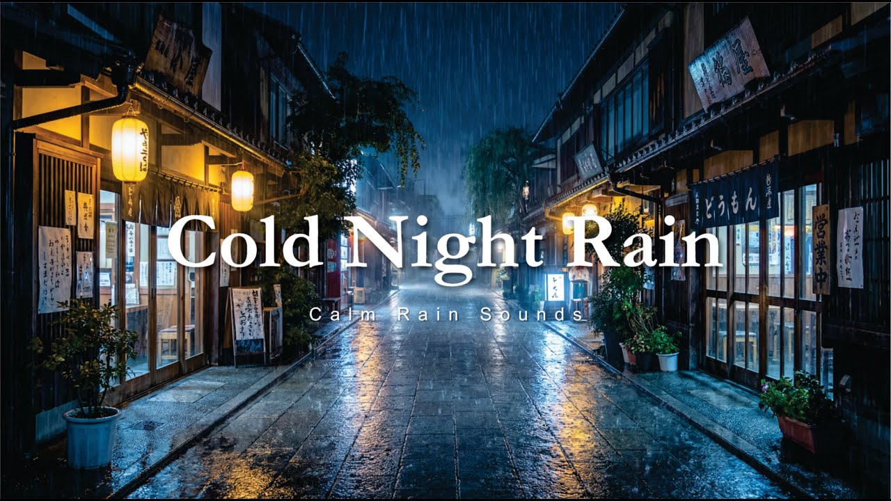 Heavy Rain in a Traditional Japanese Street  | Deep Sleep Ambience