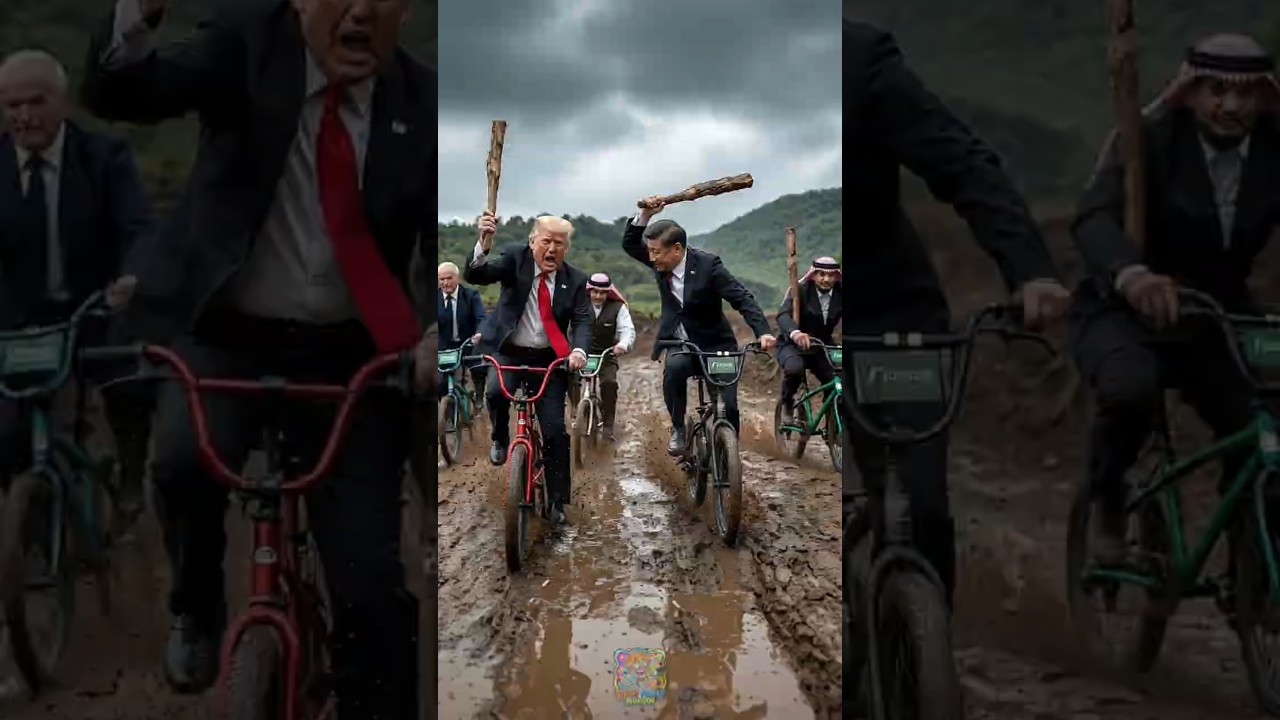 Trump Steals Trophy & Gets Wrecked by Xi in Mud BMX Race😂AI Funny Parody #trump #xijinping #funnyai