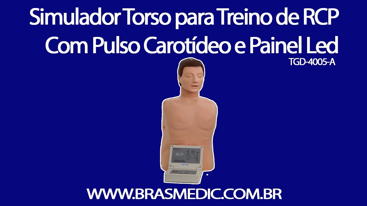 Simulador, Torso para Treino de RCP, com Pulso Carotídeo e Painel Led