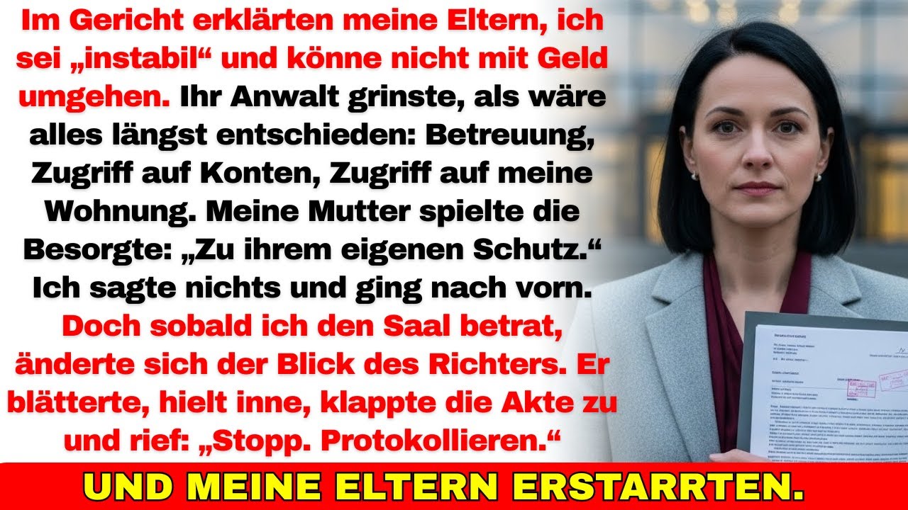 Meine Eltern wollten mich vor Gericht entmündigen—doch als ich den Saal betrat, stoppte der Richter…